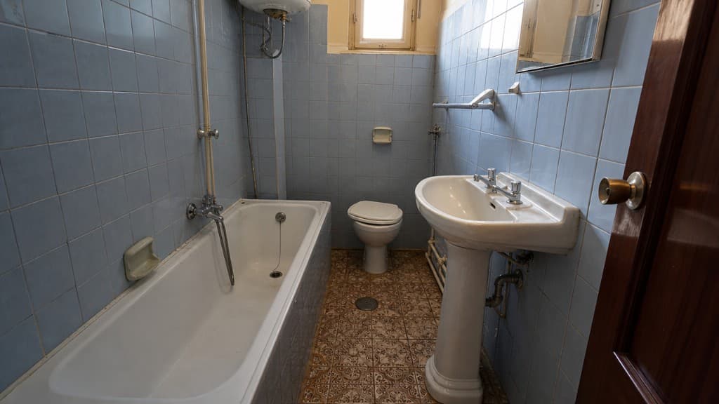 Antes: Baño de piso antes y después: de bañera clásica a ducha de obra